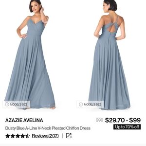 Azazie Avelina Backless Dusty Blue Dress
